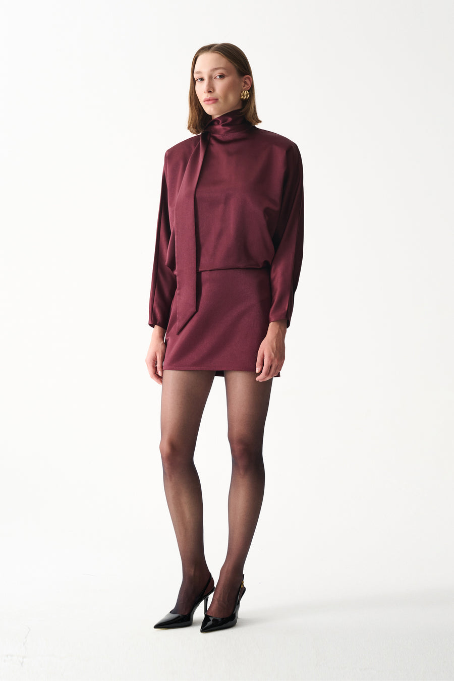 AMORE SATEN ELBİSE / BORDO
