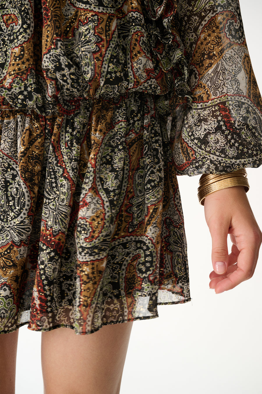 BAMBI ELBİSE / KAHVERENGİ ŞAL DESENLİ