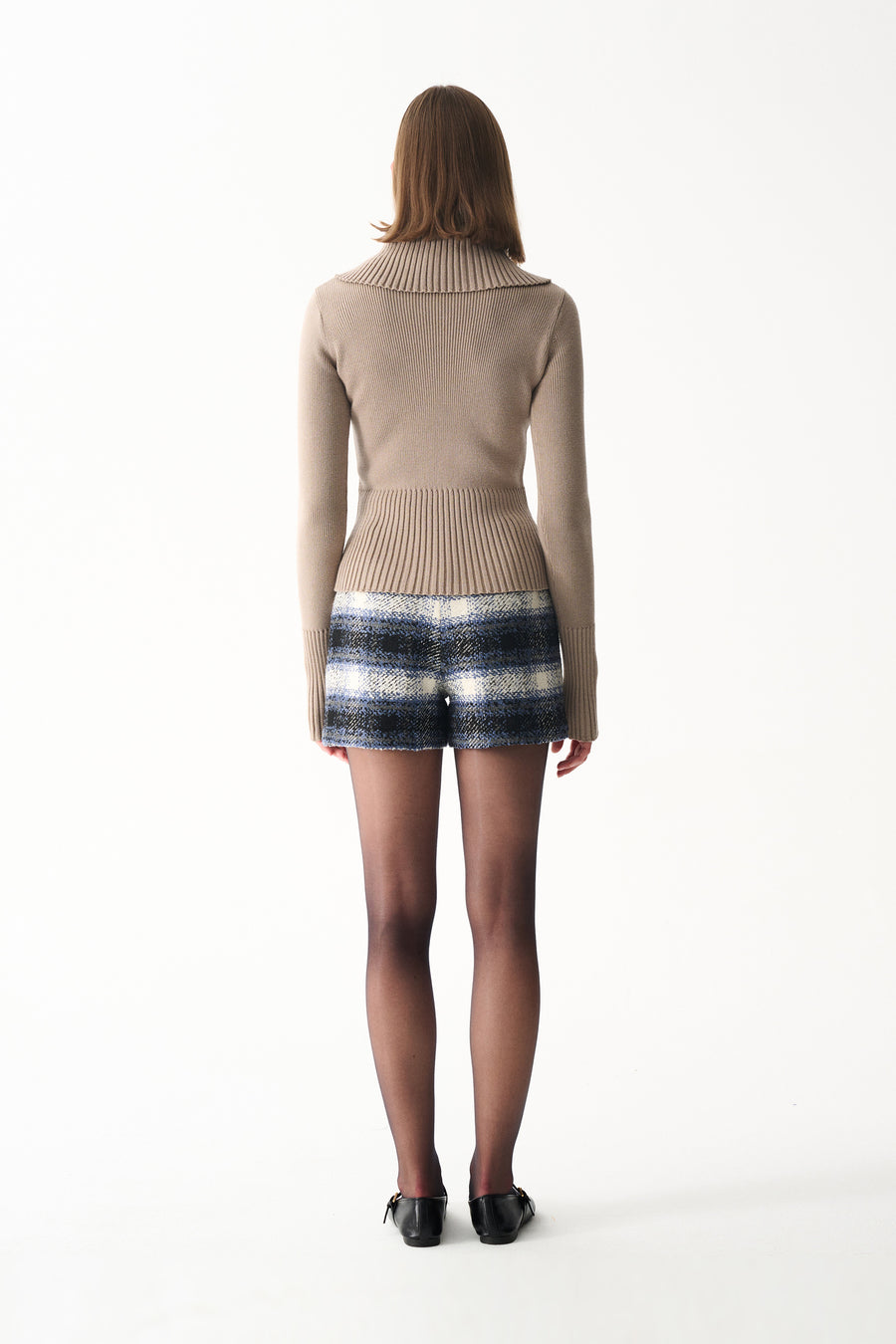 Turtleneck slit detail knit sweater