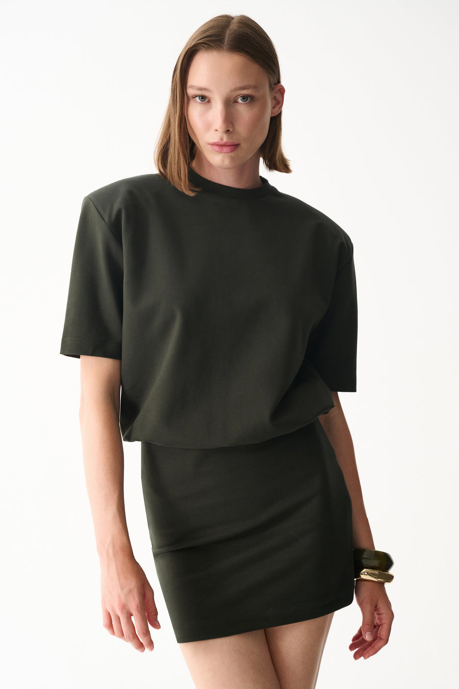 MIU T-SHIRT ELBİSE / KOYU YEŞİL