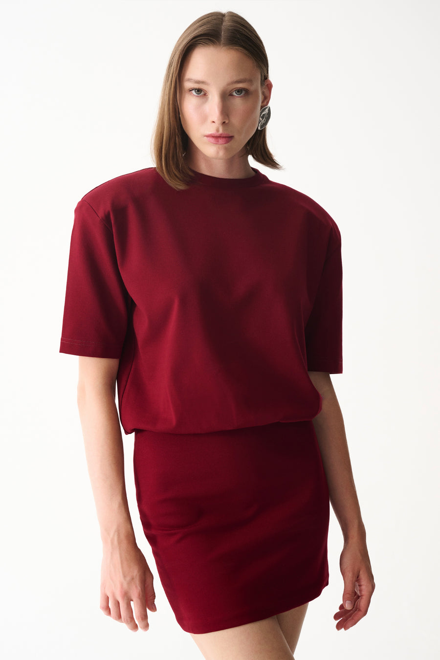 MIU T-SHIRT ELBİSE / BORDO