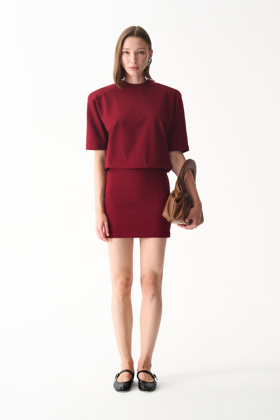 MIU T-SHIRT ELBİSE / BORDO