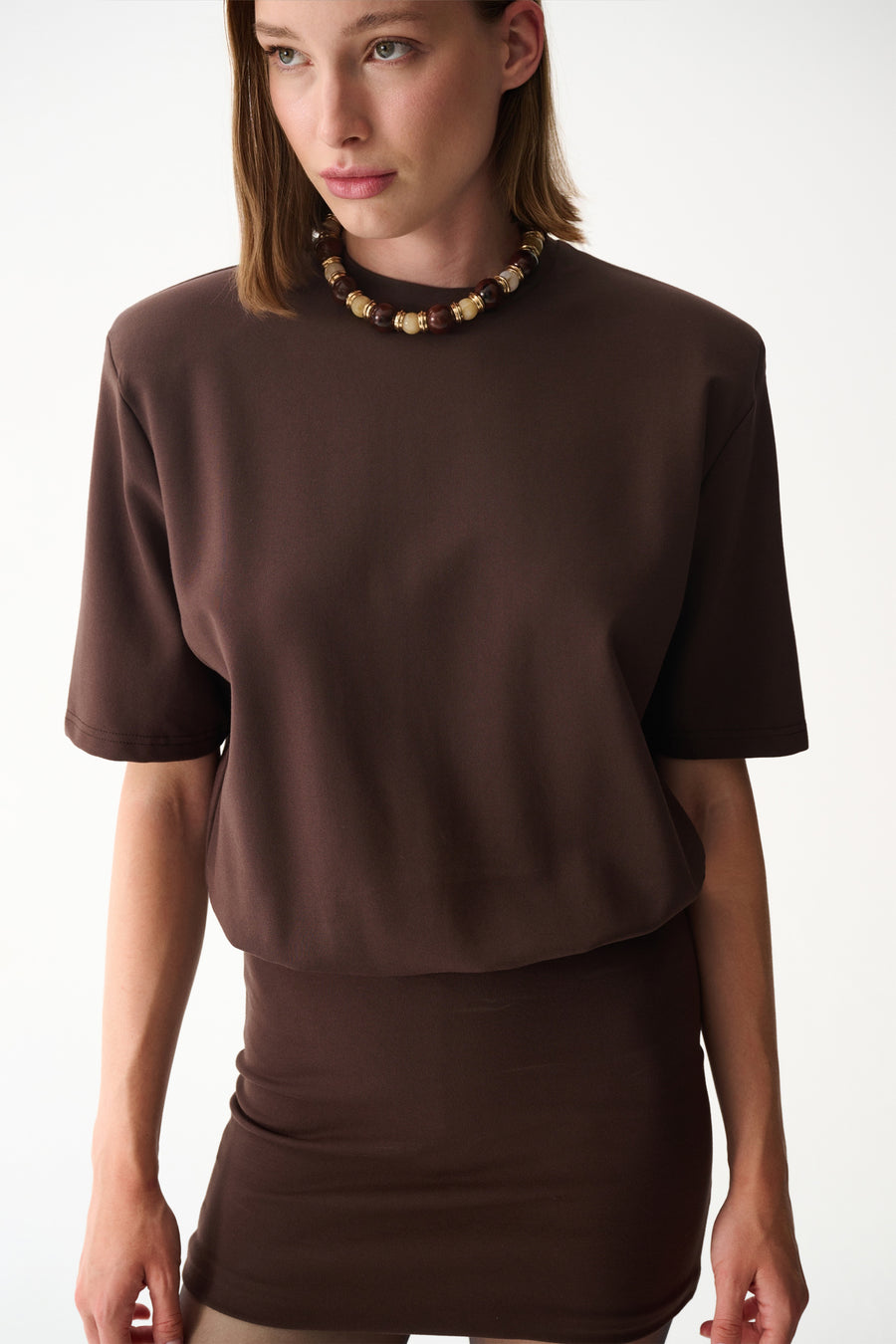 MIU T-SHIRT ELBİSE / KAHVERENGİ
