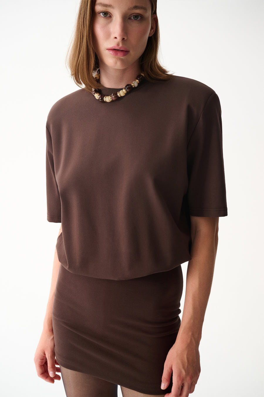 MIU T-SHIRT ELBİSE / KAHVERENGİ