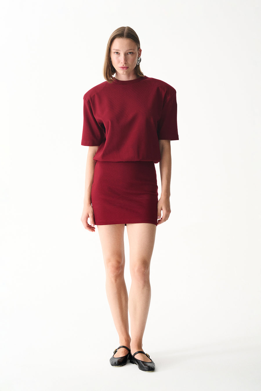 MIU T-SHIRT ELBİSE / BORDO