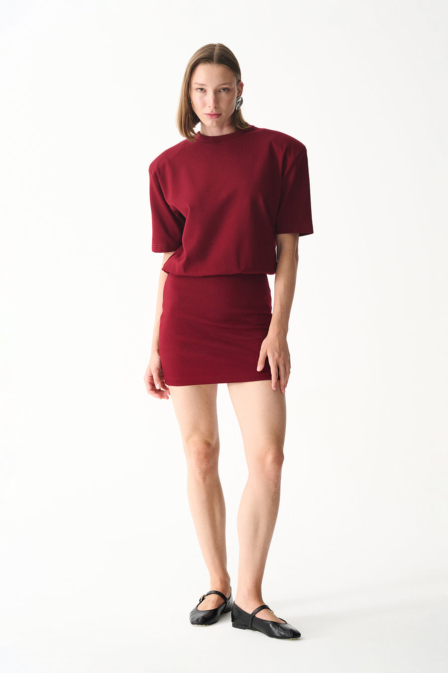 MIU T-SHIRT ELBİSE / BORDO